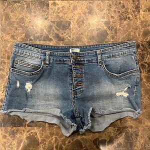 Billabong Blue Jean Shorts Distressed Cut-Off Style